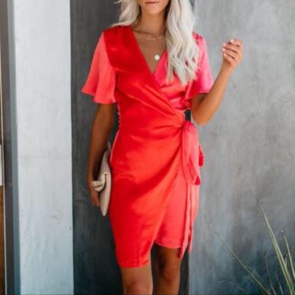 VICI Sacred Heart Colorblock Mini Wrap Dress NWT